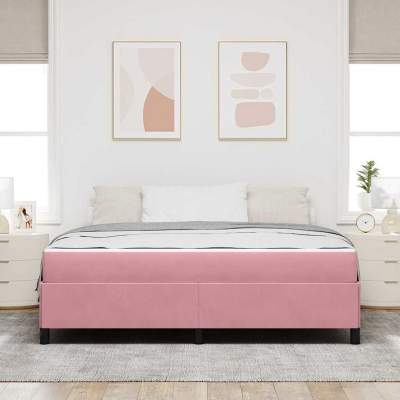 Ramka łóżka z materacem Różowy 180 x 200 cm tkanina