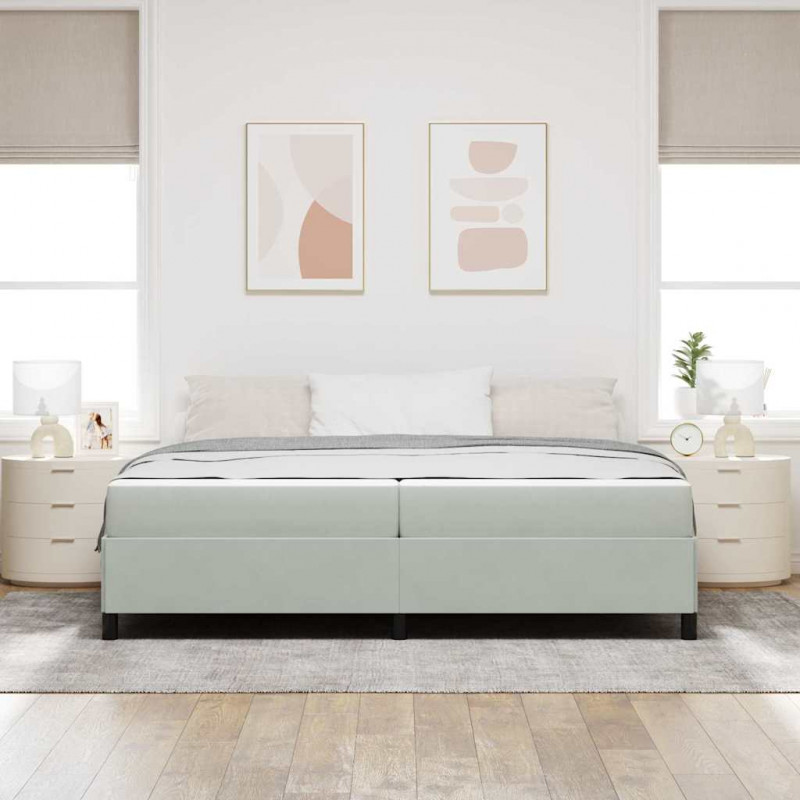 Ramka łóżka z materacem Jasnoszary 200 x 200 cm tkanina