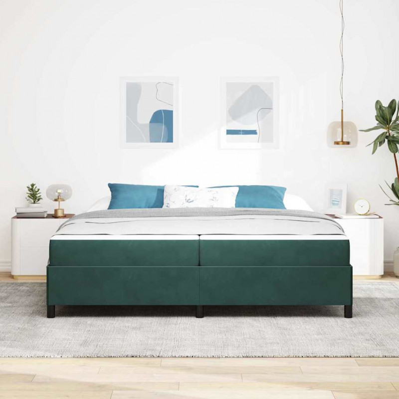 Ramka łóżka z materacem Ciemna zieleń 200 x 200 cm tkanina