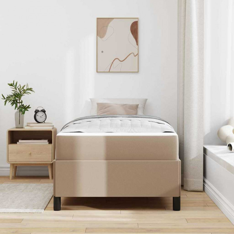 Ramka łóżka z materacem Cappuccino 90 x 200 cm tkanina