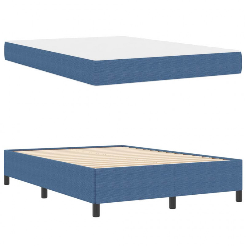 Ramka łóżka z materacem Niebieski 140 x 200 cm tkanina