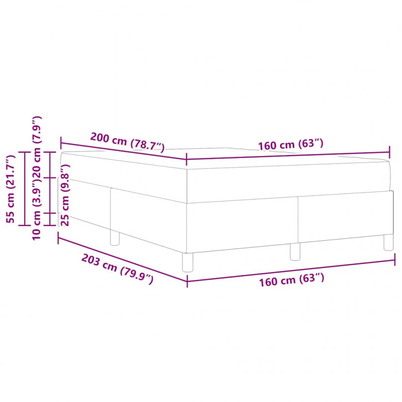 Ramka łóżka z materacem Ciemnoszary 160 x 200 cm tkanina
