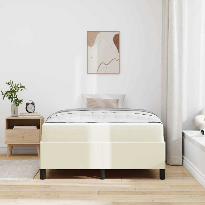 Ramka łóżka z materacem Kremowy 120 x 200 cm tkanina