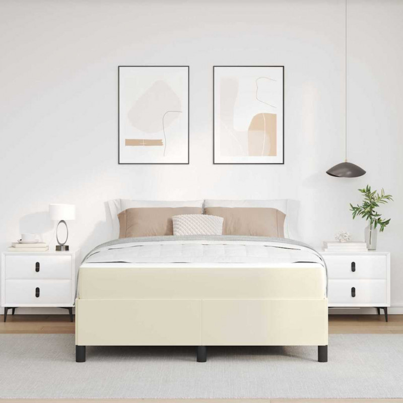 Ramka łóżka z materacem Kremowy 140 x 190 cm tkanina