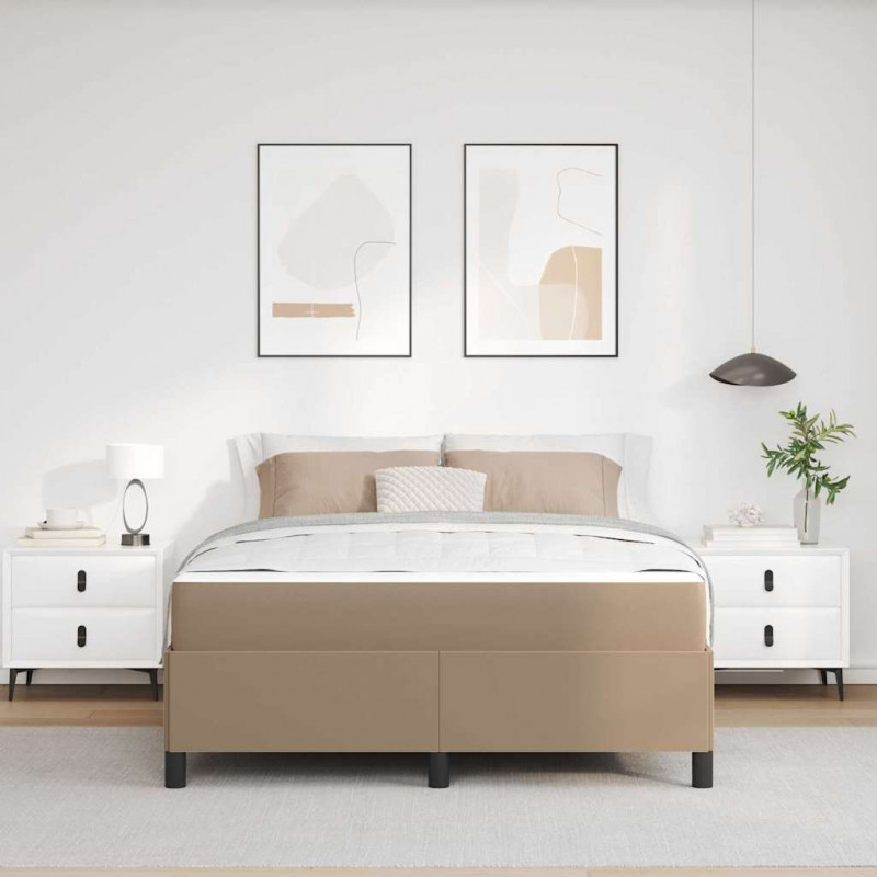 Ramka łóżka z materacem Cappuccino 140 x 190 cm tkanina