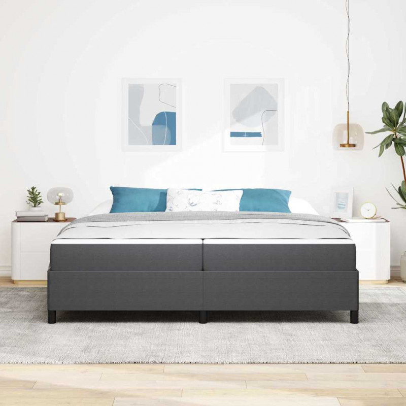 Ramka łóżka z materacem Ciemnoszary 200 x 200 cm tkanina