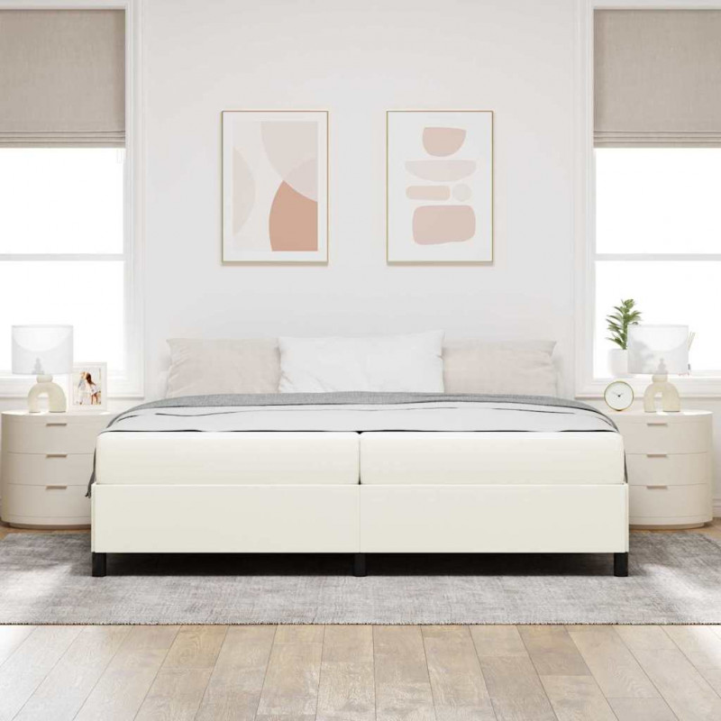 Ramka łóżka z materacem Kremowy 200 x 200 cm tkanina