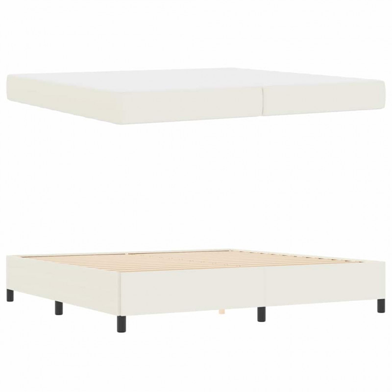 Ramka łóżka z materacem Kremowy 200 x 200 cm tkanina