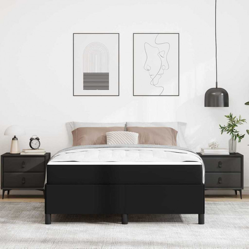 Ramka łóżka z materacem Czarny 160 x 200 cm tkanina