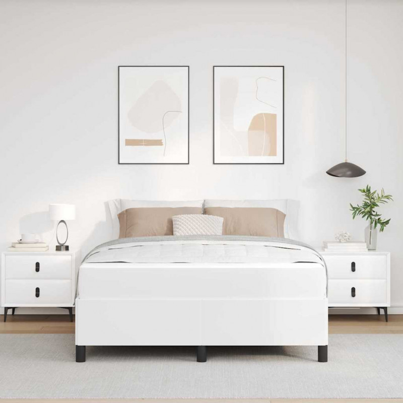 Ramka łóżka z materacem Biały 160 x 200 cm tkanina
