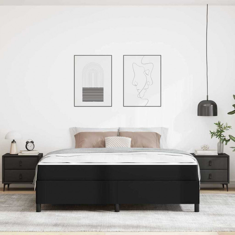 Ramka łóżka z materacem Czarny 180 x 200 cm tkanina