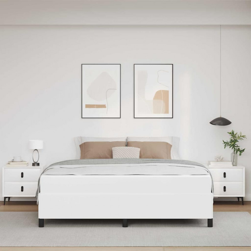 Ramka łóżka z materacem Biały 180 x 200 cm tkanina