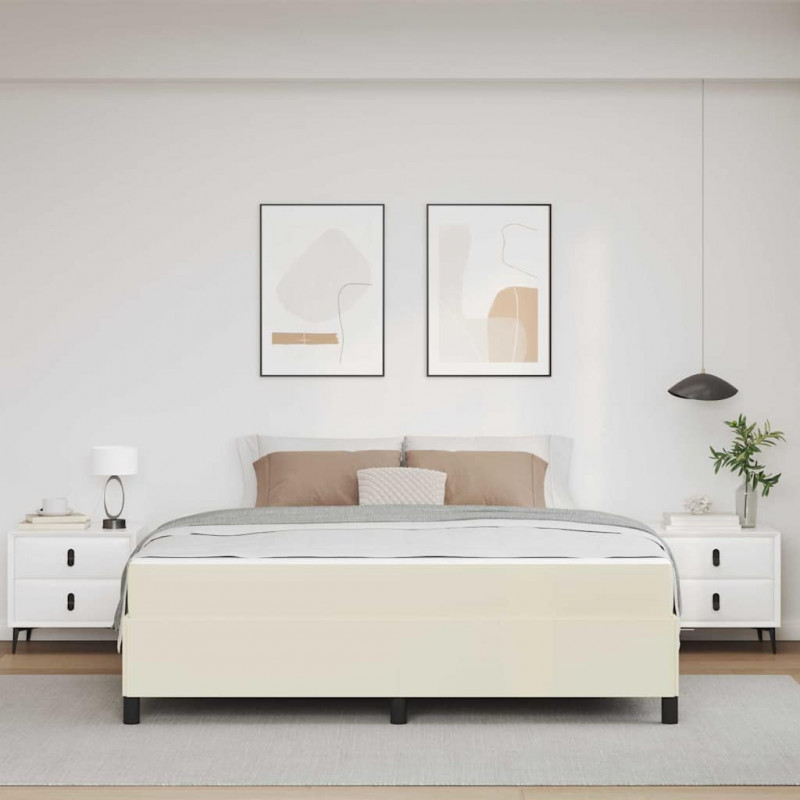 Ramka łóżka z materacem Kremowy 180 x 200 cm tkanina