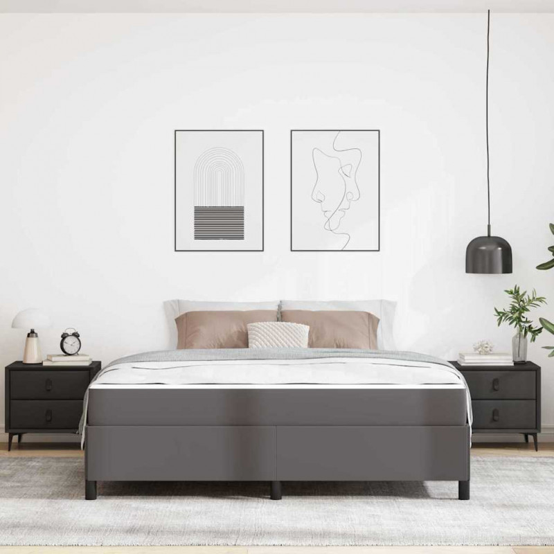 Ramka łóżka z materacem Szary 180 x 200 cm tkanina