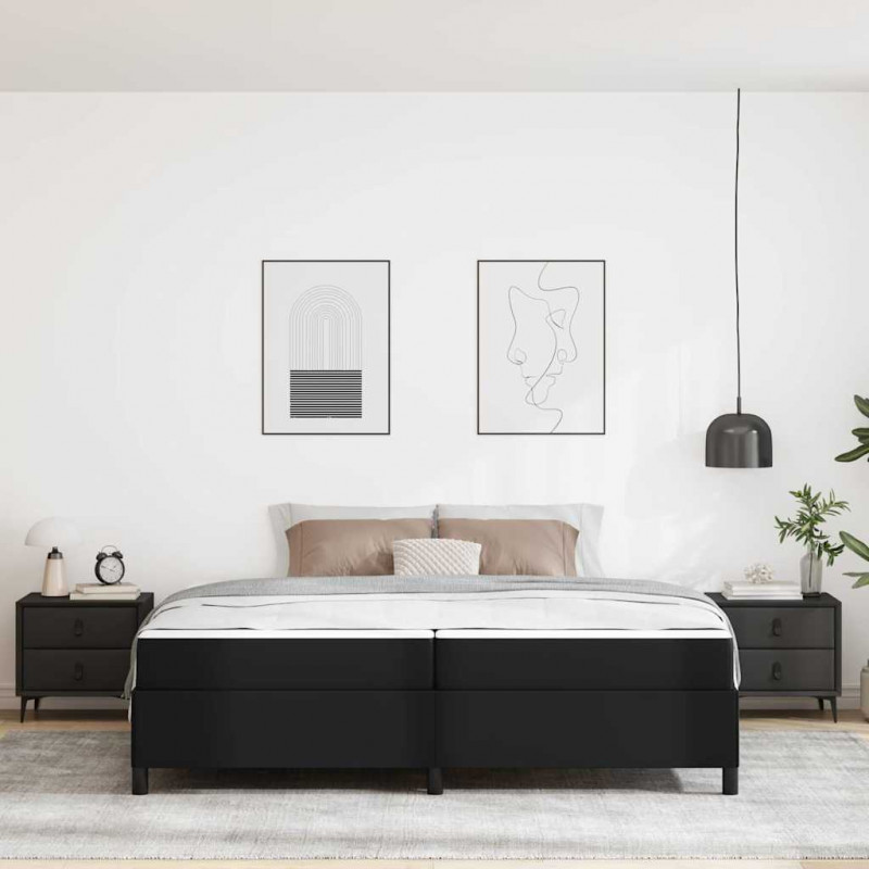Ramka łóżka z materacem Czarny 200 x 200 cm tkanina