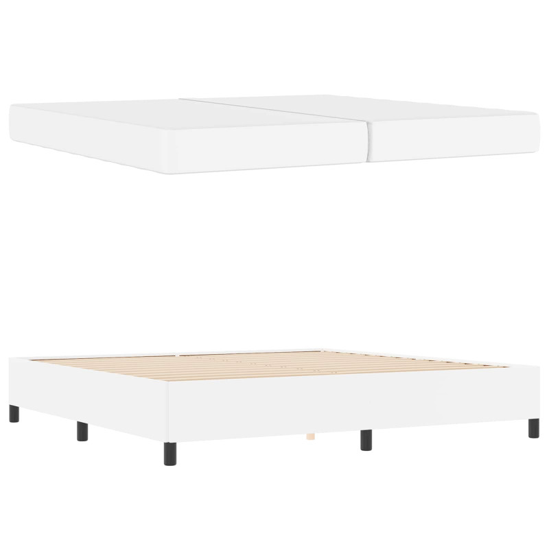 Ramka łóżka z materacem Biały 200 x 200 cm tkanina