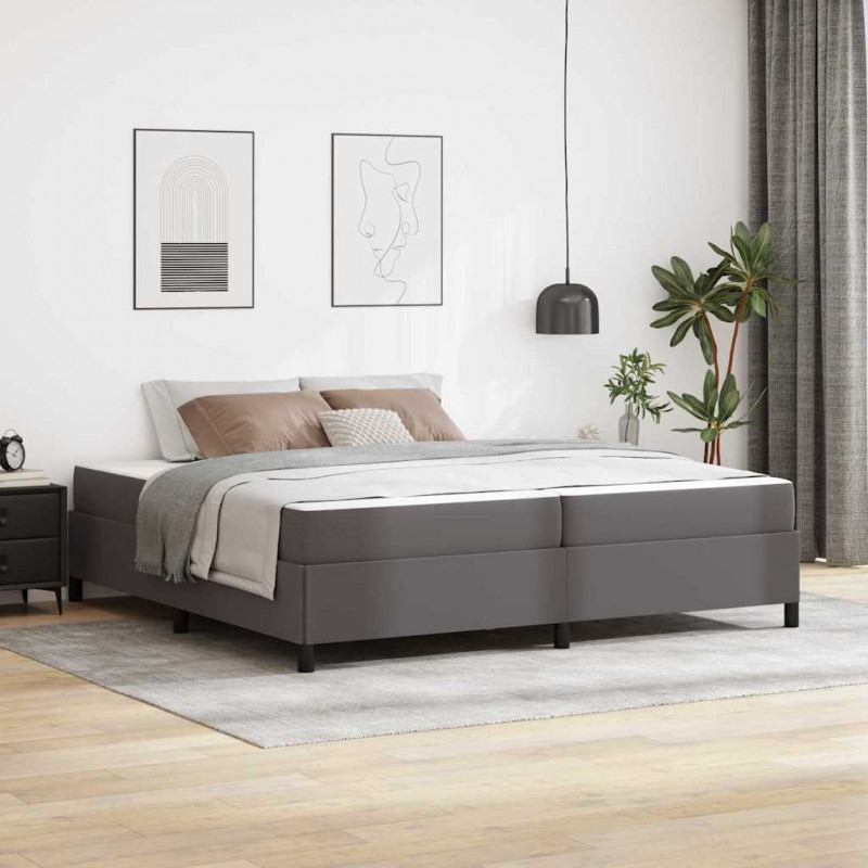 Ramka łóżka z materacem Szary 200 x 200 cm tkanina