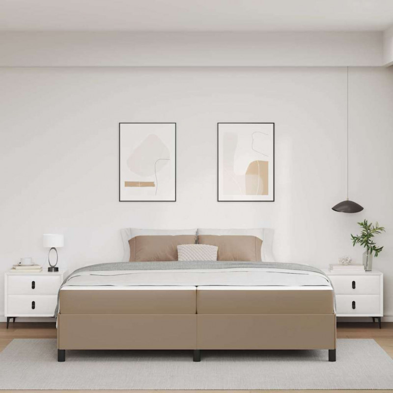 Ramka łóżka z materacem Cappuccino 200 x 200 cm tkanina