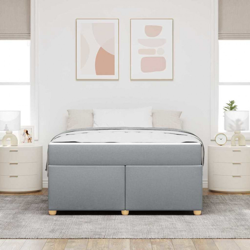 Ramka łóżka z materacem Jasnoszary 160 x 200 cm tkanina