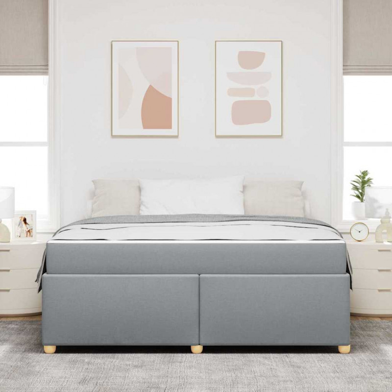 Ramka łóżka z materacem Jasnoszary 180 x 200 cm tkanina