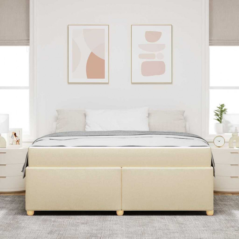 Ramka łóżka z materacem Kremowy 180 x 200 cm tkanina