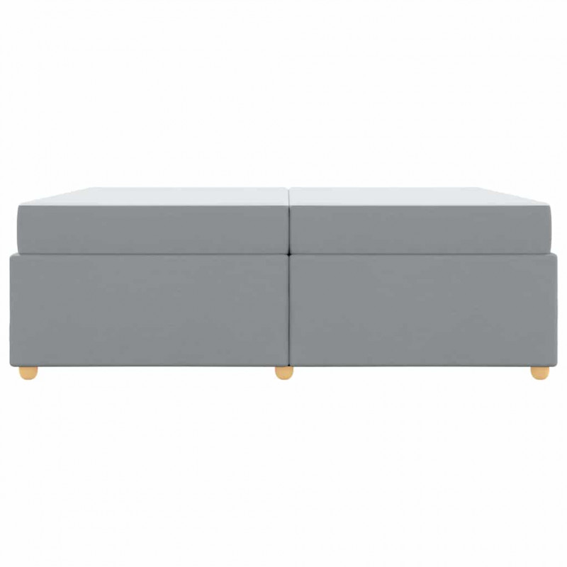 Ramka łóżka z materacem Jasnoszary 200 x 200 cm tkanina