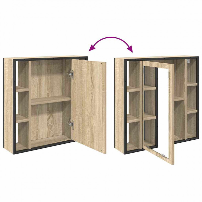 Zestaw mebli łazienkowych z półką z drzwiami 3 pcs Dąb Sonoma