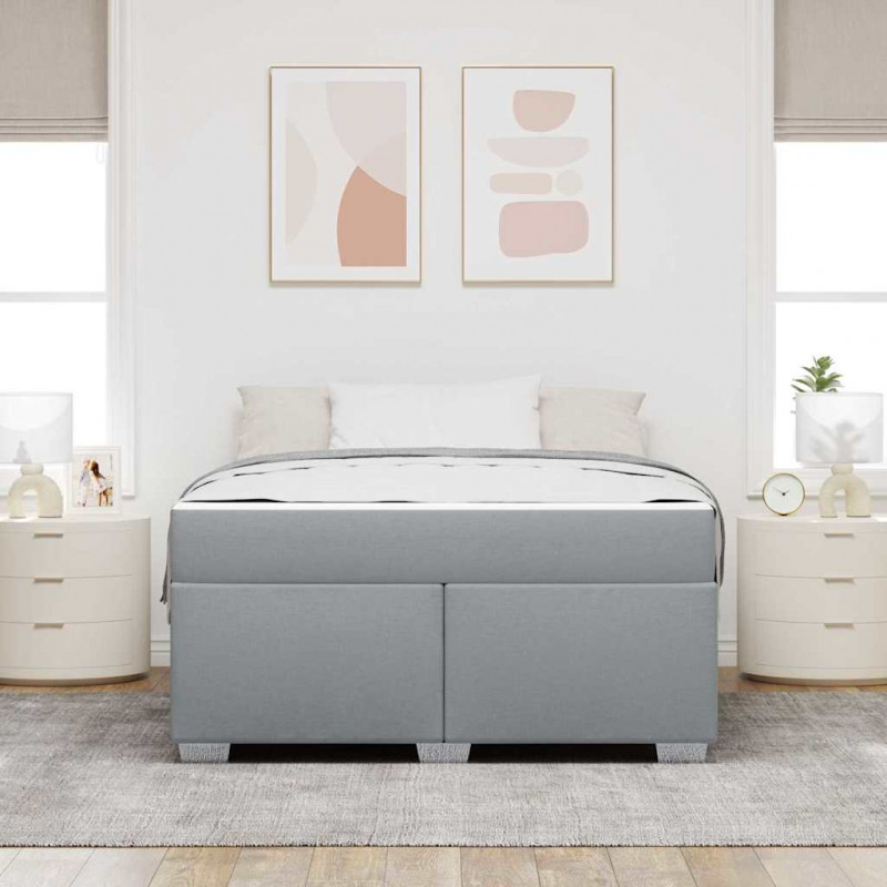 Ramka łóżka z materacem Jasnoszary 140 x 200 cm tkanina