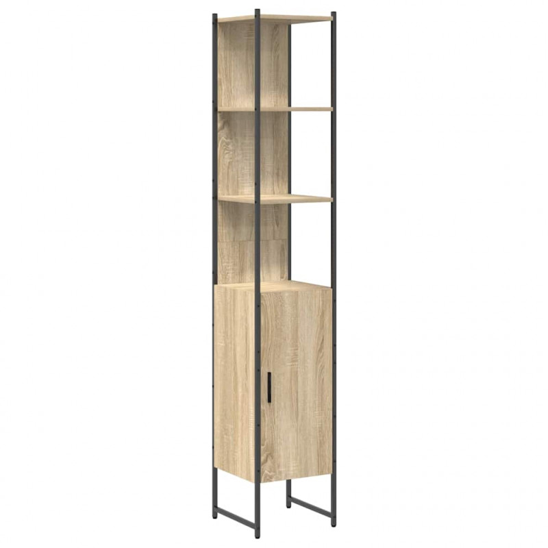 Zestaw mebli łazienkowych z półką z drzwiami 4 pcs Dąb Sonoma