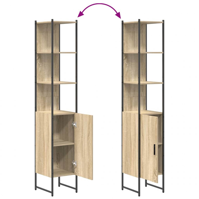 Zestaw mebli łazienkowych z półką z drzwiami 4 pcs Dąb Sonoma