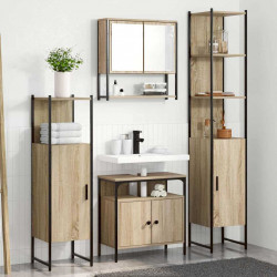 Zestaw mebli łazienkowych z półką z drzwiami 4 pcs Dąb Sonoma