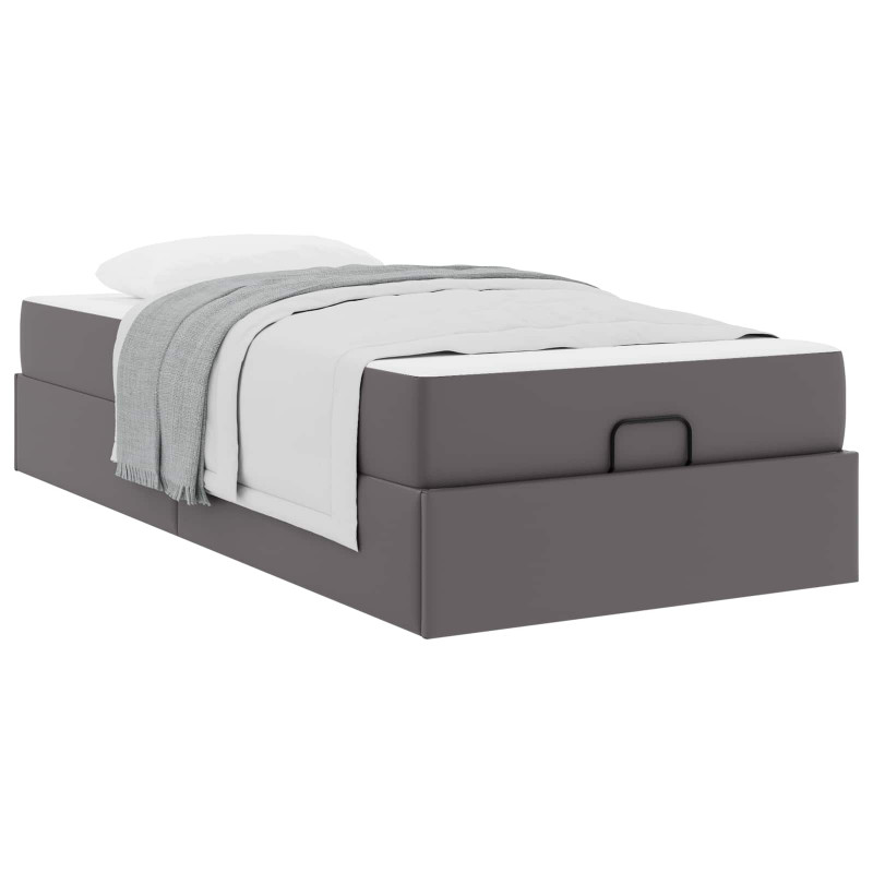 Rama łóżka z materacem z materacem 2 pcs Szary PVC