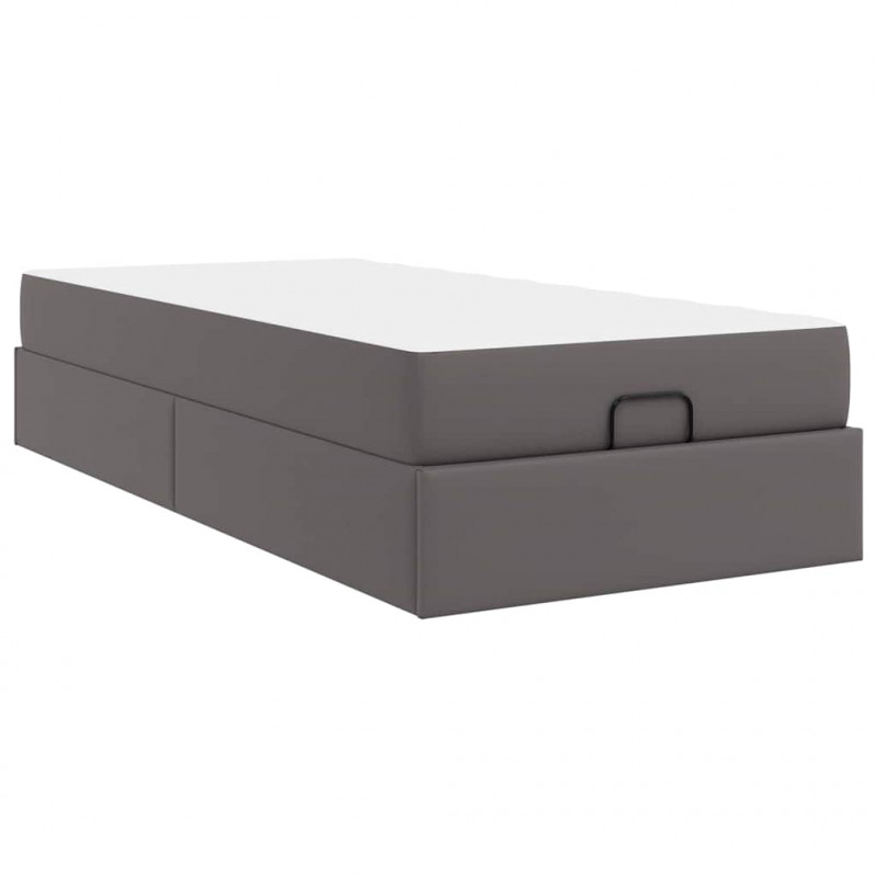 Rama łóżka z materacem z materacem 2 pcs Szary PVC