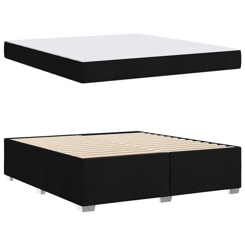 Ramka łóżka z materacem Czarny 180 x 200 cm tkanina