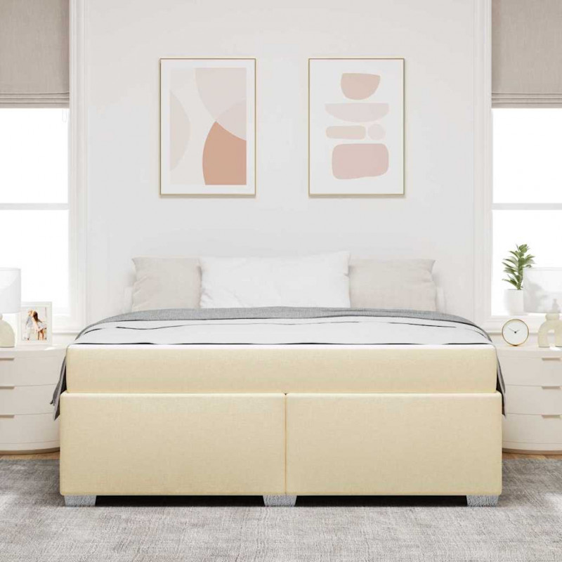 Ramka łóżka z materacem Kremowy 180 x 200 cm tkanina