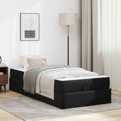 Rama łóżka z materacem z materacem 2 pcs Czarny PVC