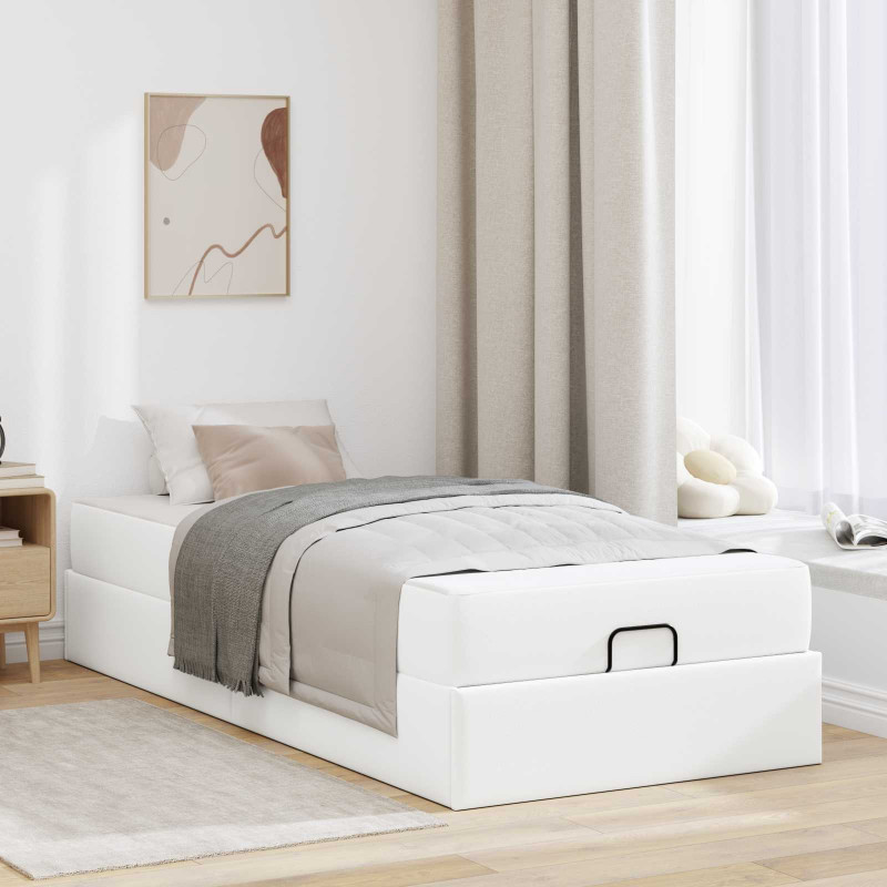 Rama łóżka z materacem z materacem 2 pcs Biały PVC