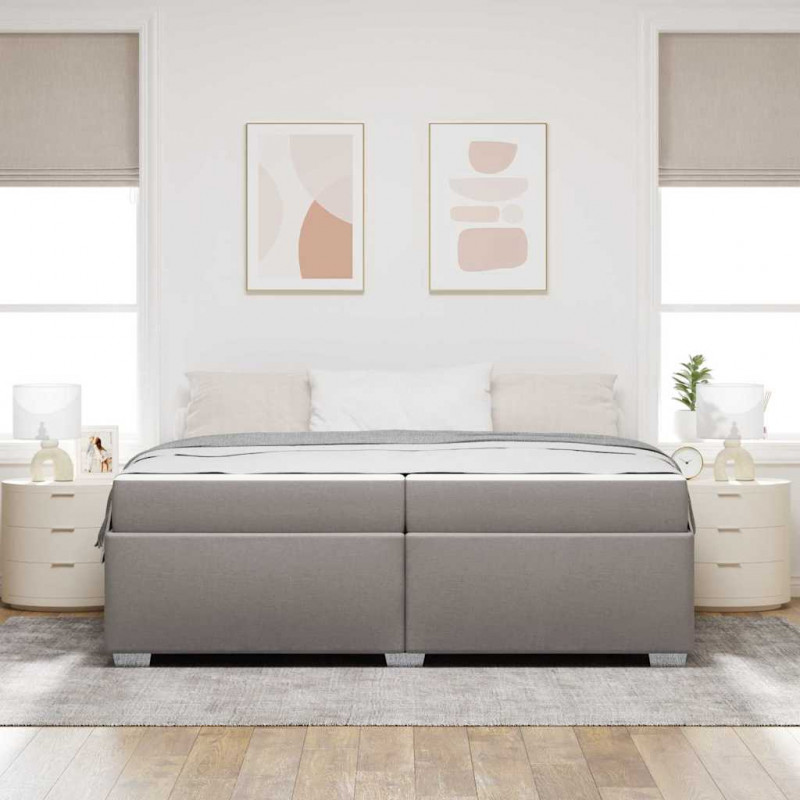 Ramka łóżka z materacem Ciemnoszary 200 x 200 cm tkanina