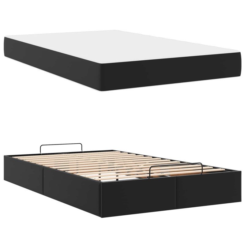 Rama łóżka z materacem z materacem 2 pcs Czarny PVC