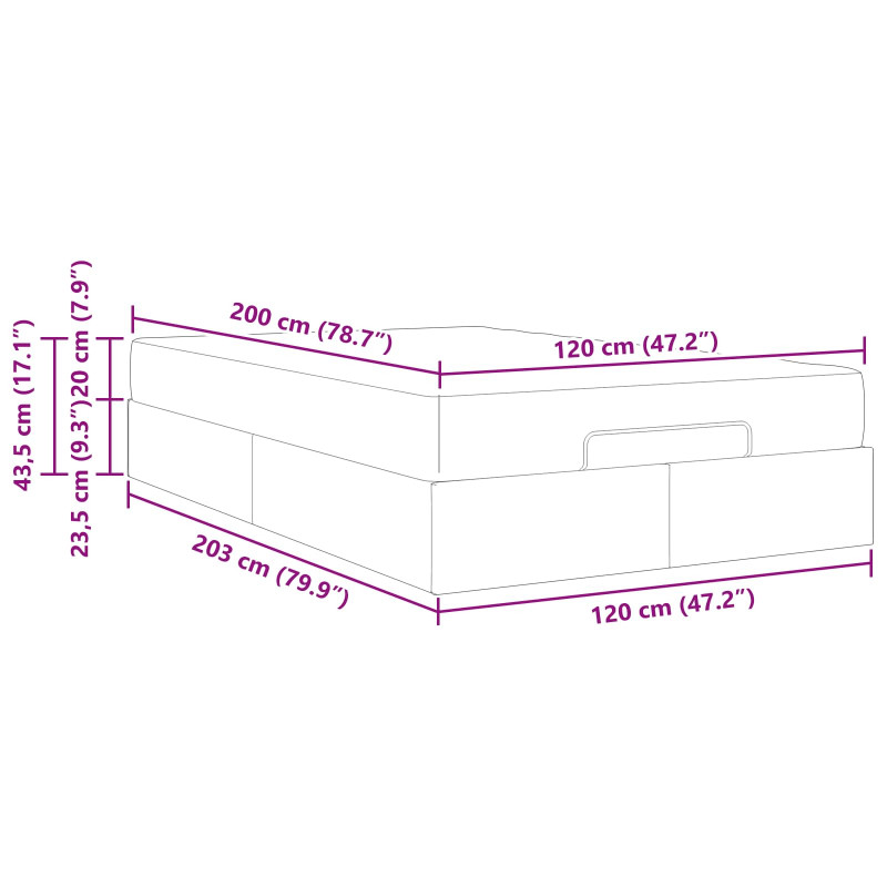 Rama łóżka z materacem z materacem 2 pcs Czarny PVC