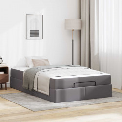Rama łóżka z materacem z materacem 2 pcs Szary PVC