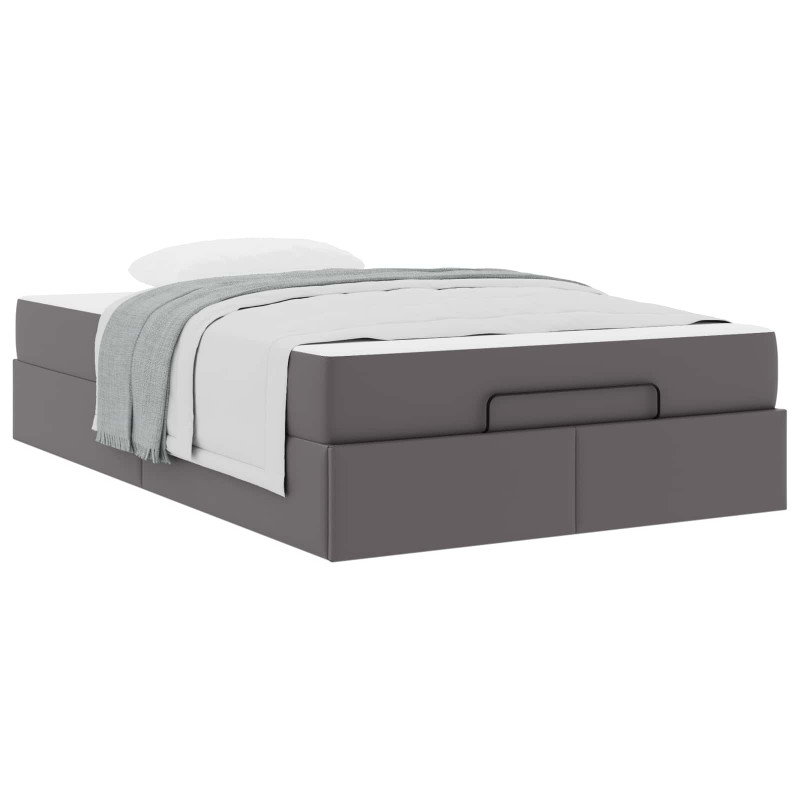 Rama łóżka z materacem z materacem 2 pcs Szary PVC