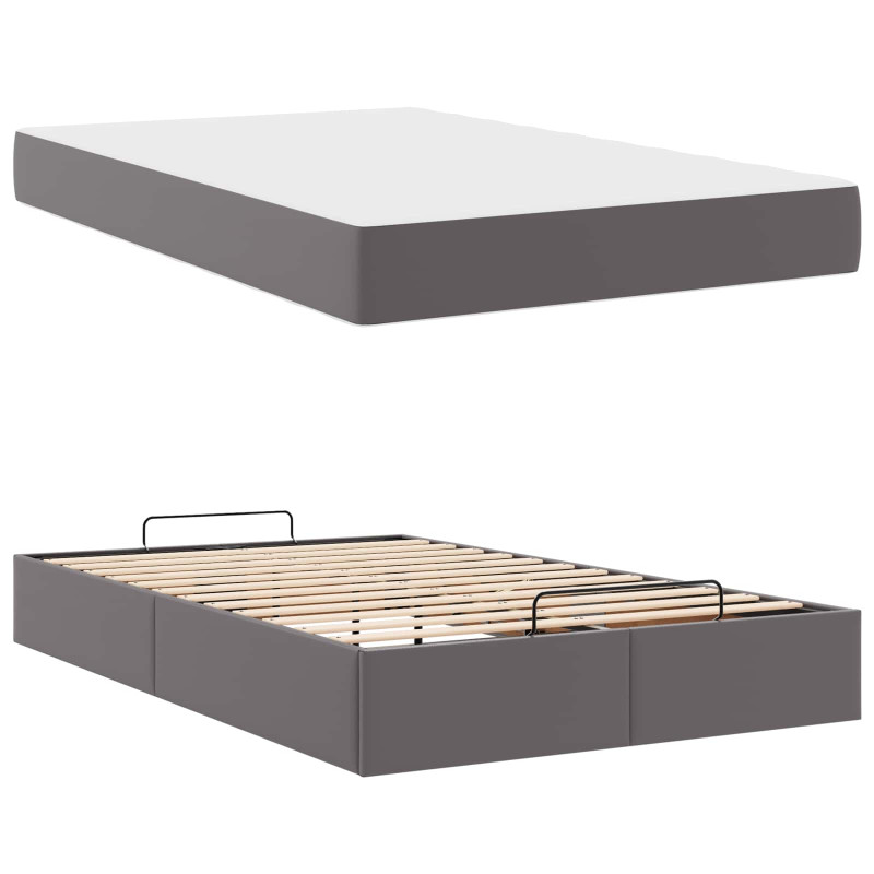 Rama łóżka z materacem z materacem 2 pcs Szary PVC