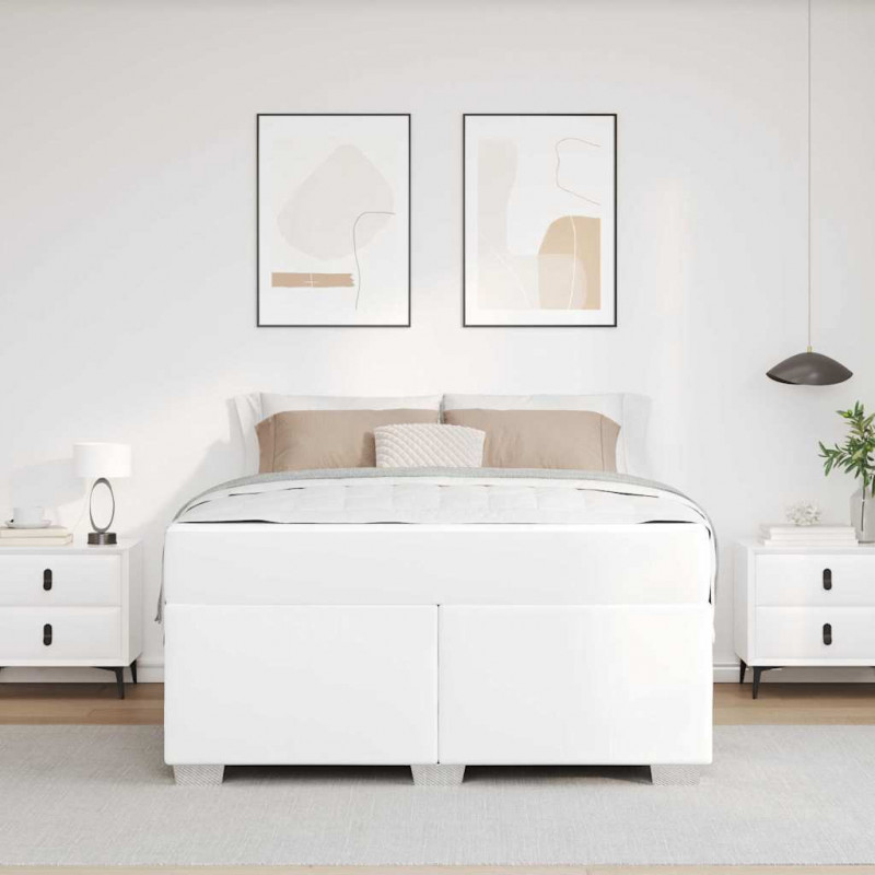 Ramka łóżka z materacem Biały 140 x 200 cm tkanina