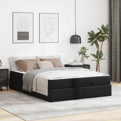 Rama łóżka z materacem z materacem 2 pcs Czarny PVC