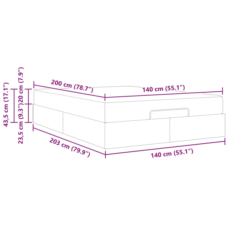 Rama łóżka z materacem z materacem 2 pcs Czarny PVC