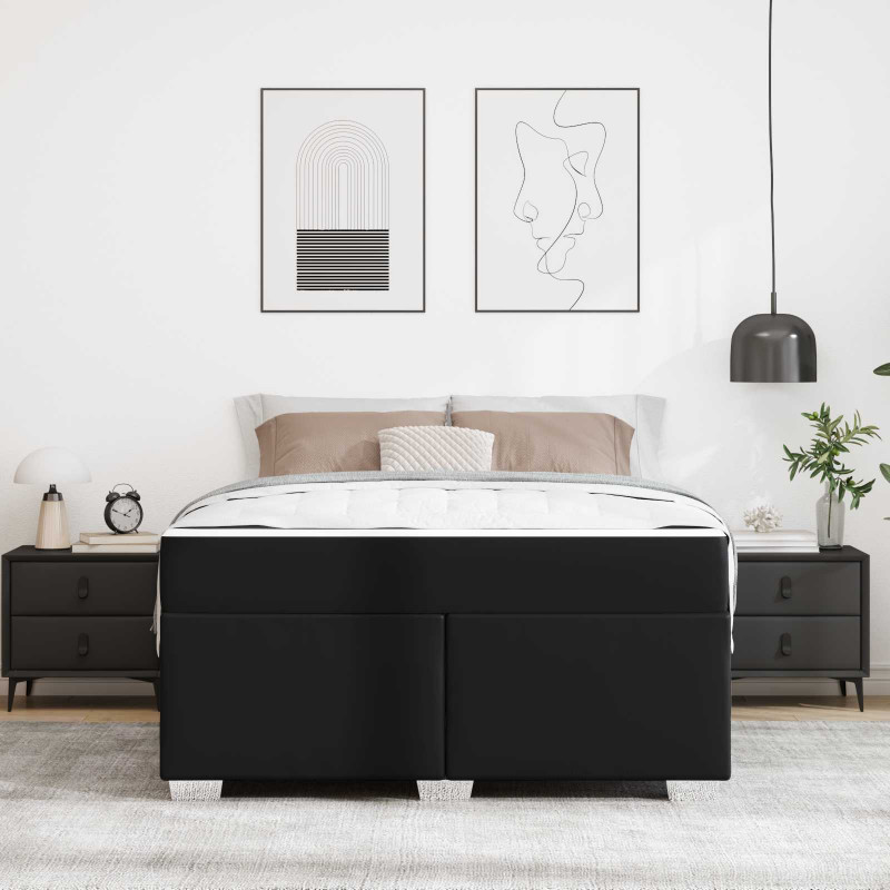 Ramka łóżka z materacem Czarny 160 x 200 cm tkanina