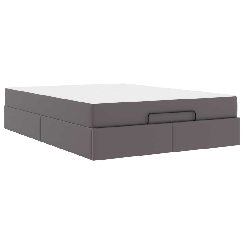 Rama łóżka z materacem z materacem 2 pcs Szary PVC