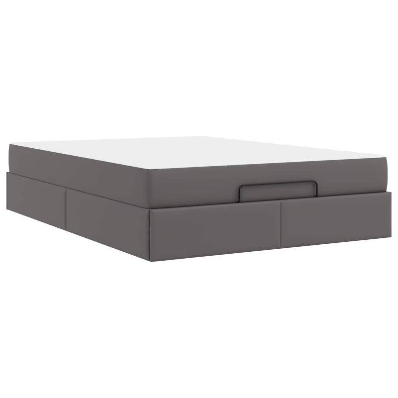 Rama łóżka z materacem z materacem 2 pcs Szary PVC
