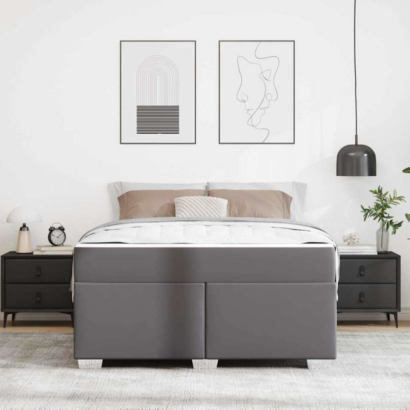 Ramka łóżka z materacem Szary 160 x 200 cm tkanina